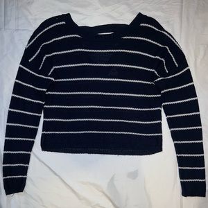 Knitted Criss Cross Back Cropped Sweater